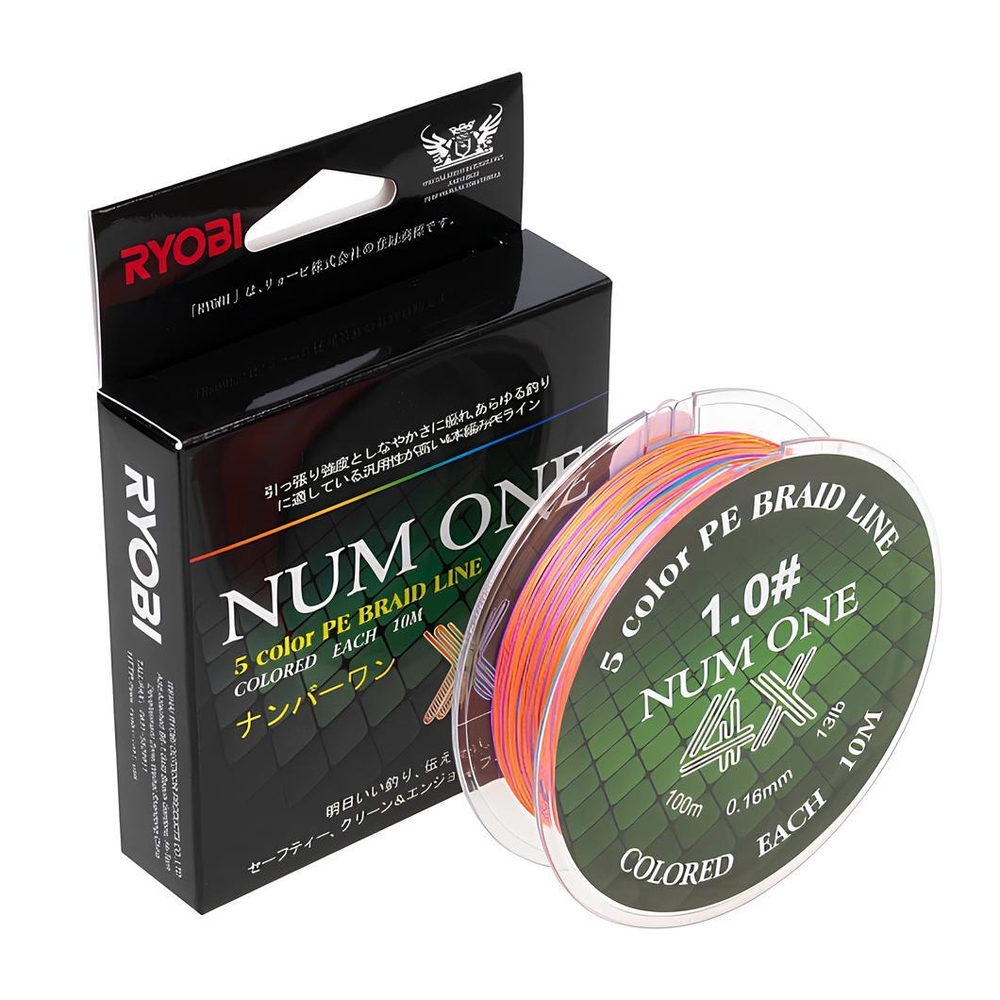 Шнур NUM ONE PE4X-100M 1.0#/0,165 mm Multi Colour