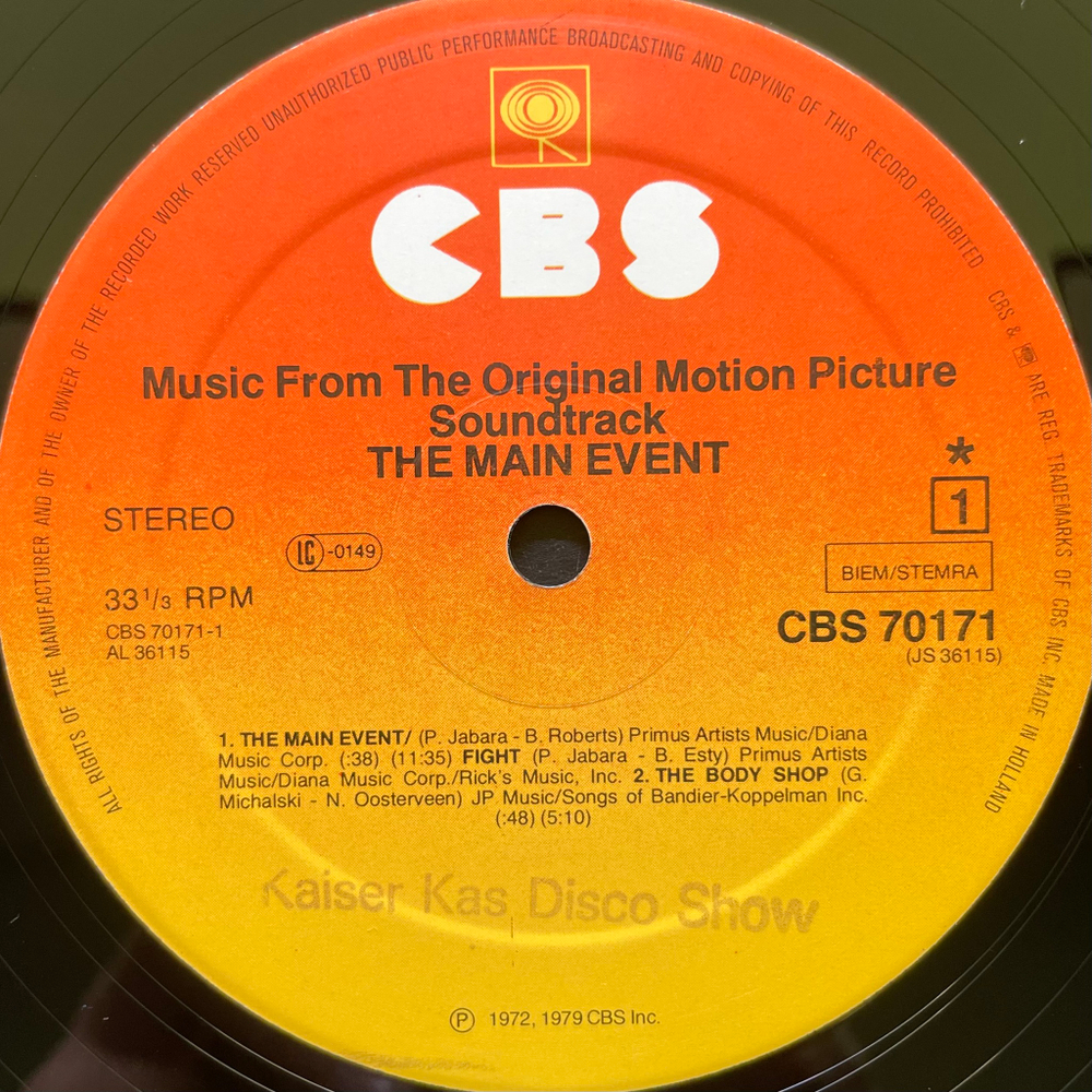 The Main Event - Music From The Original Motion Picture Soundtrack (Голландия 1979г.)