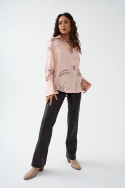 Рубашка из жатой вискозы пудрового цвета