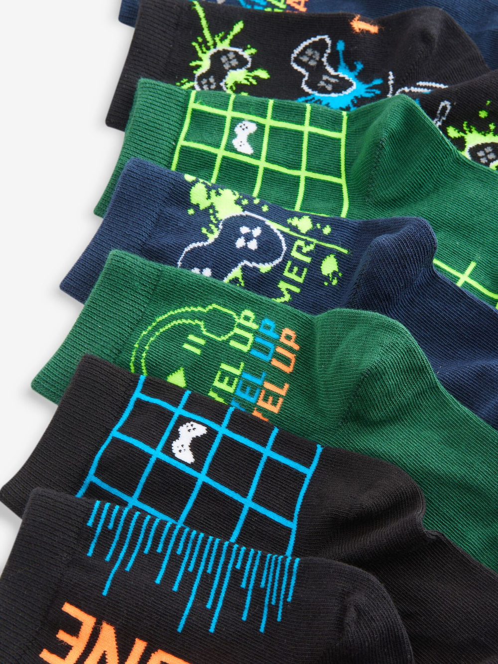 Носки хлопковые для мальчика Next E13-060, 7 шт., Зеленый, Синий, Черный