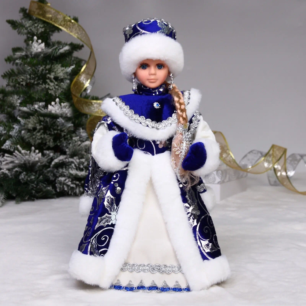 Снегурочка музыкальная «Зимний сон» 40 см (синяя шубка)