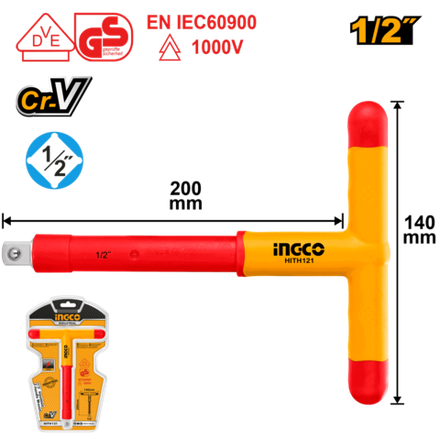 Вороток Т-образный диэлектрический INGCO HITH121 INDUSTRIAL 1/2" 200 мм