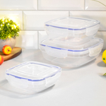 Набор контейнеров 3шт (0,6л, 1,025л, 1,7л) герметичных квадратных