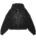 Женская Толстовка Black Grunge Cross Zip Up With Metal Studs