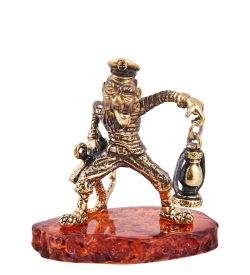 Народные промыслы AM-3721 Фигурка «Якорный Бабай» (латунь, янтарь)