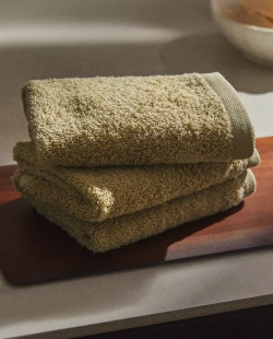 ZARA HOME (НАБОР ИЗ 3 ШТ.) ПОЛОТЕНЦЕ ИЗ ВЫСОКОКАЧЕСТВЕННОГО ХЛОПКА, ХАКИ