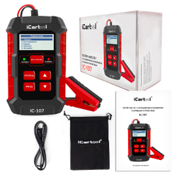 Тестер АКБ 12/24В с функцией восстановления, зарядное устройство, 3 в 1 iCartool IC-107