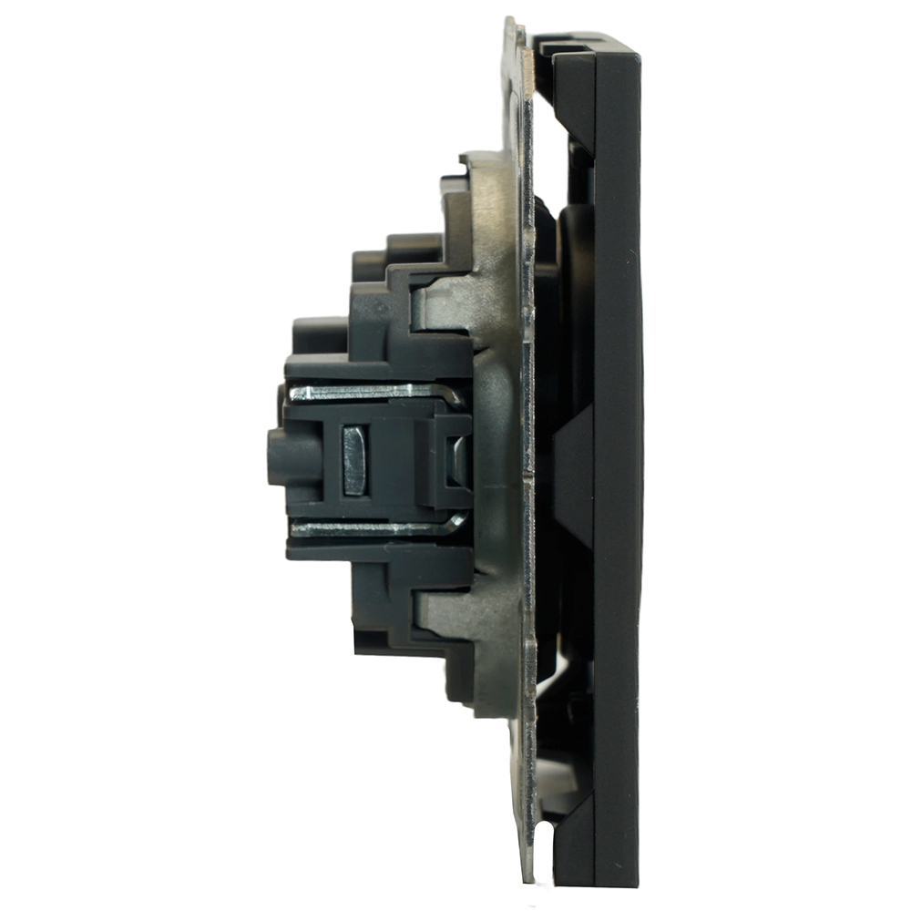 Розетка 1-местная с защитной шторкой (механизм), STEKKER, б/з, 250В, 16А, серия Эмили, RST16-5109-05, черный уголь, soft touch 49850