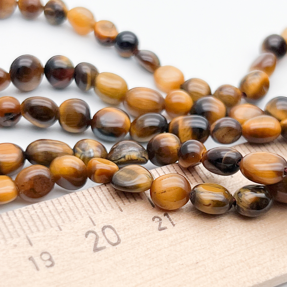 Тигровый глаз фриформ бусины, размер около 5-7 мм, цена за нить 38 см