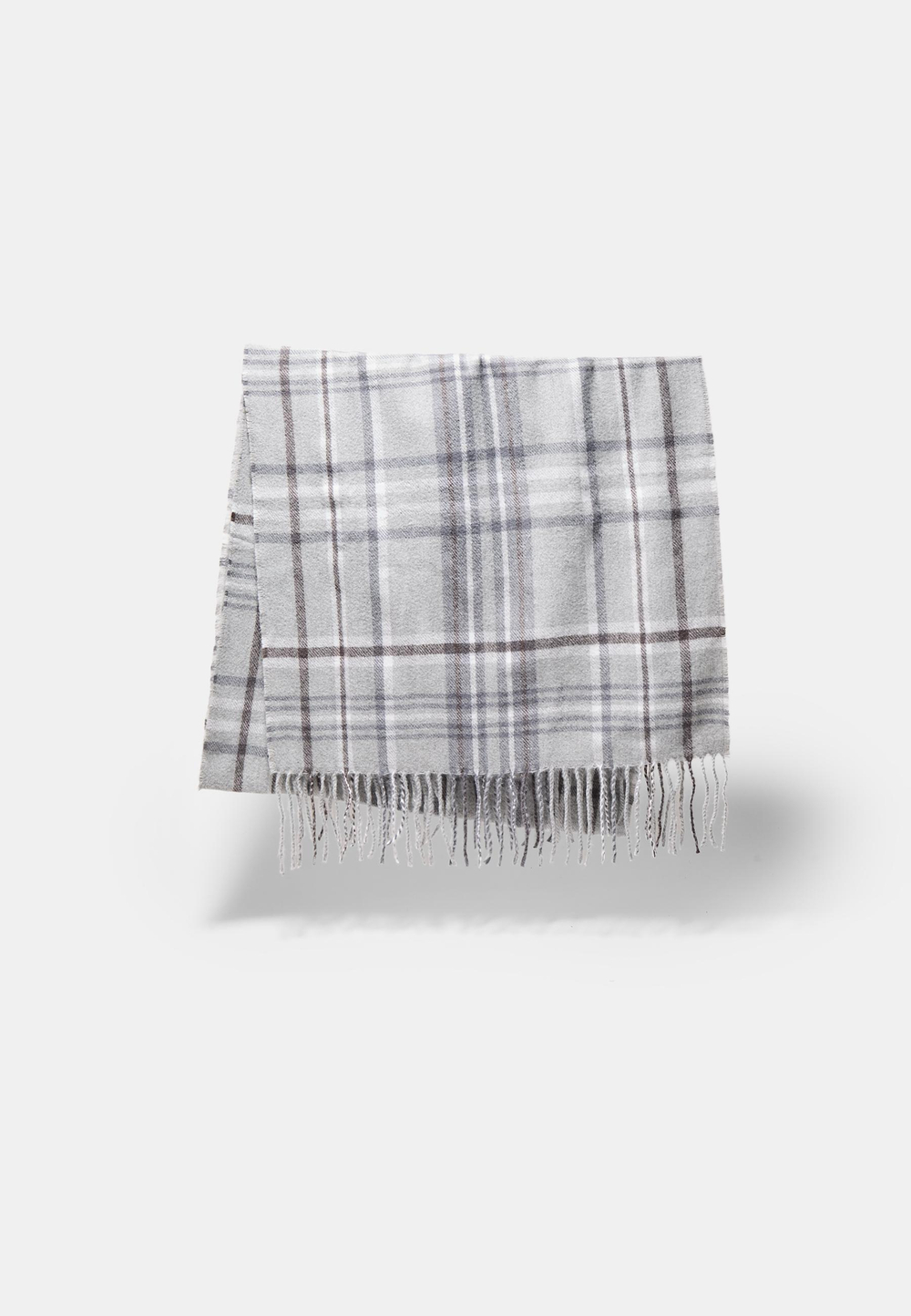 STRADIVARIUS Клетчатый шарф, серый меланж