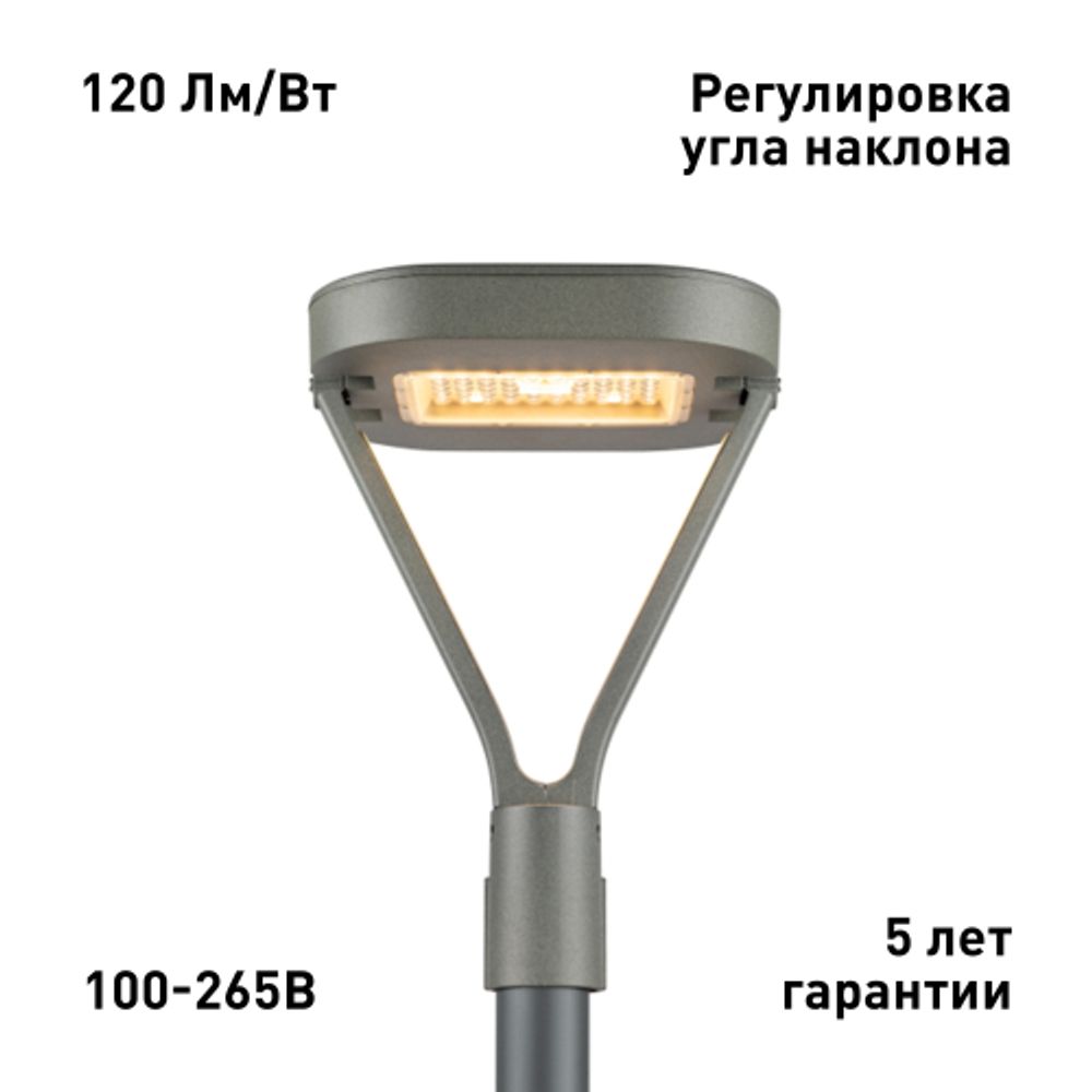 Светильник светодиодный садово-парковый ЭРА SPP-505-0-30K-050 50Вт 6000лм 3000K IP65 КСС Д серый