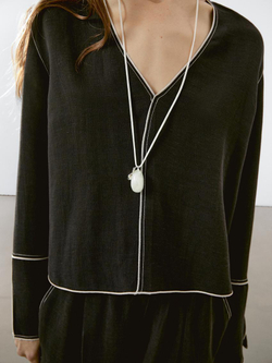 Massimo Dutti Ожерелье с натуральным камнем, изумрудный