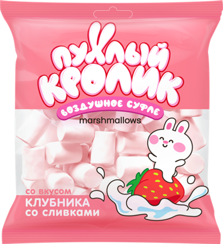 Маршмеллоу Пухлый кролик Со вкусом Клубника Со Сливками 85г