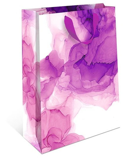 Пакет подарочный, Акварель, Сиреневый, 32*26*12 см, 1 шт.