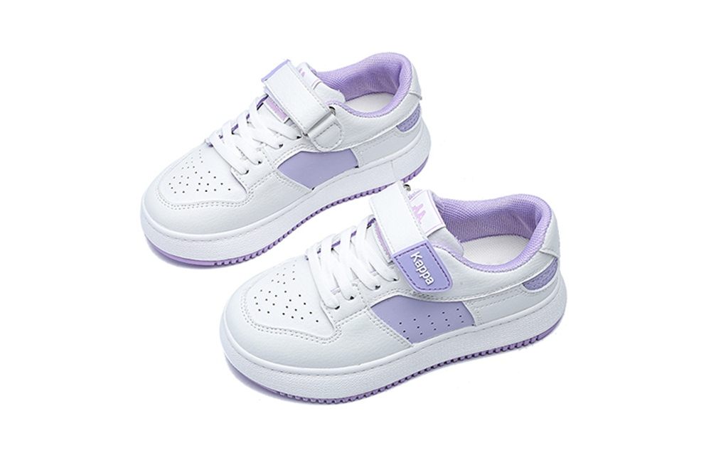 Children's KAPPA KIDS velcro soft-soled non-slip low-top sneakers beige purple