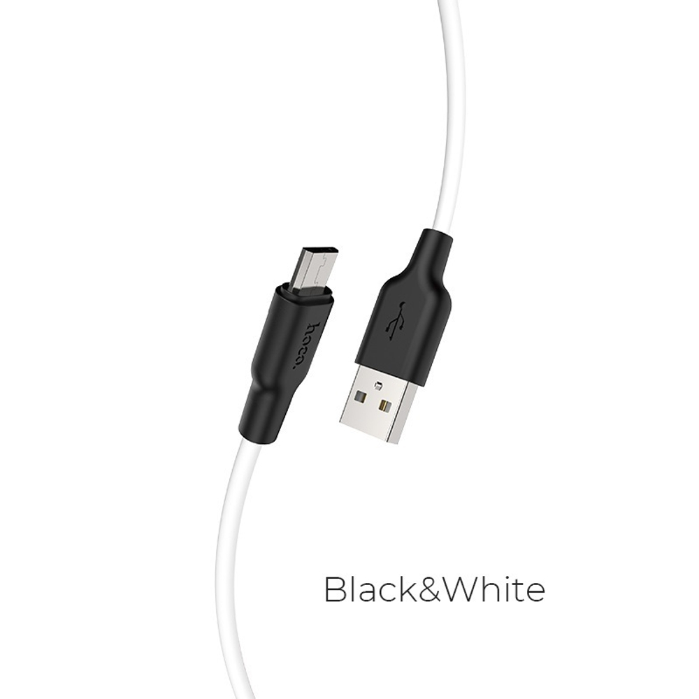 Кабель HOCO X21 Plus USB-microUSB 2.4A 1м Silicone White