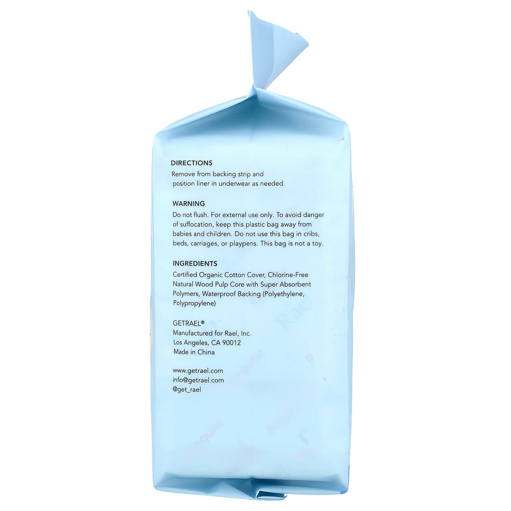 Rael, прокладки из органического хлопка, от протеканий мочевого пузыря, обычные, 48 штук