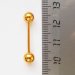 Серьги для пирсинга языка с шариком 15х1,6х6 мм. Медицинская сталь, цветное анодирование. Золотистые. 1 шт.