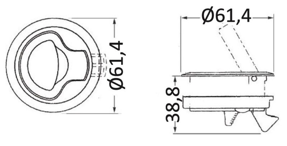 Ручка-защелка, Возвратная ручка для открывания люков пайола на пружине черная (10258878)