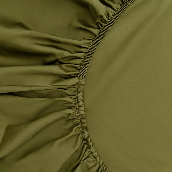 Простыня на резинке из сатина из коллекции meditation, olive, 160х200х30 см