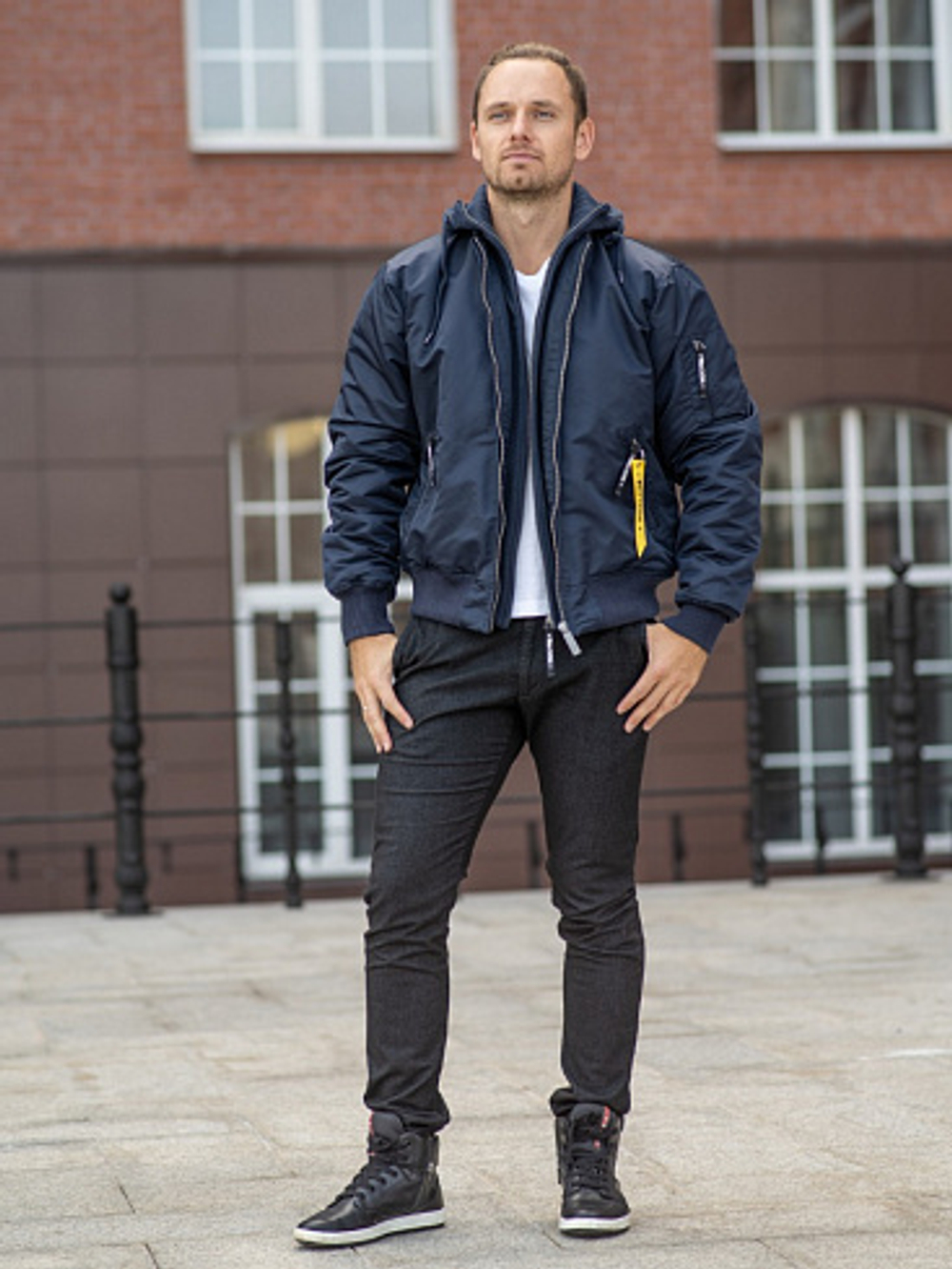 Куртка бомбер с капюшоном MA-1 HOOD синий