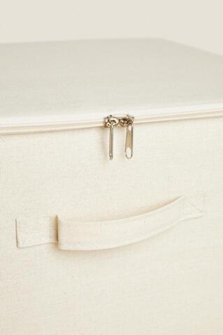 ZARA HOME СКЛАДНОЙ ЯЩИК ДЛЯ ХРАНЕНИЯ С КРЫШКОЙ, БЕЛЫЙ