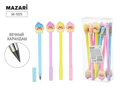Карандаш вечный "Капкейки" 4 цв.в ассорт. (Mazari)