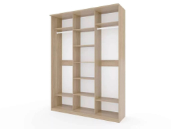 Шкаф купе Модерн 1776х600 3-х дверный 3-х секционный зеркальный с пескоструем №3 ясень