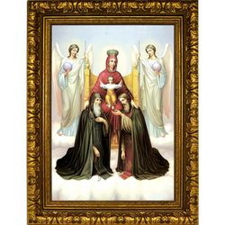 Печерская икона Божьей Матери с коленопреклоненными Антонием и Феодосием Печерскими и ангелами.