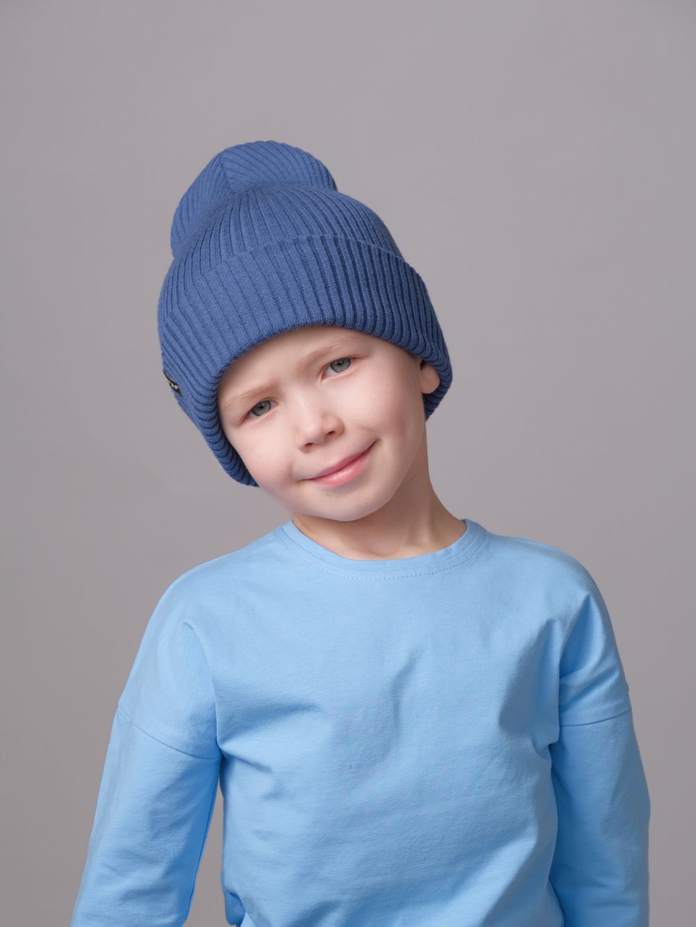 Шапка вязаная весенняя/осенняя МУЛА (Деним)