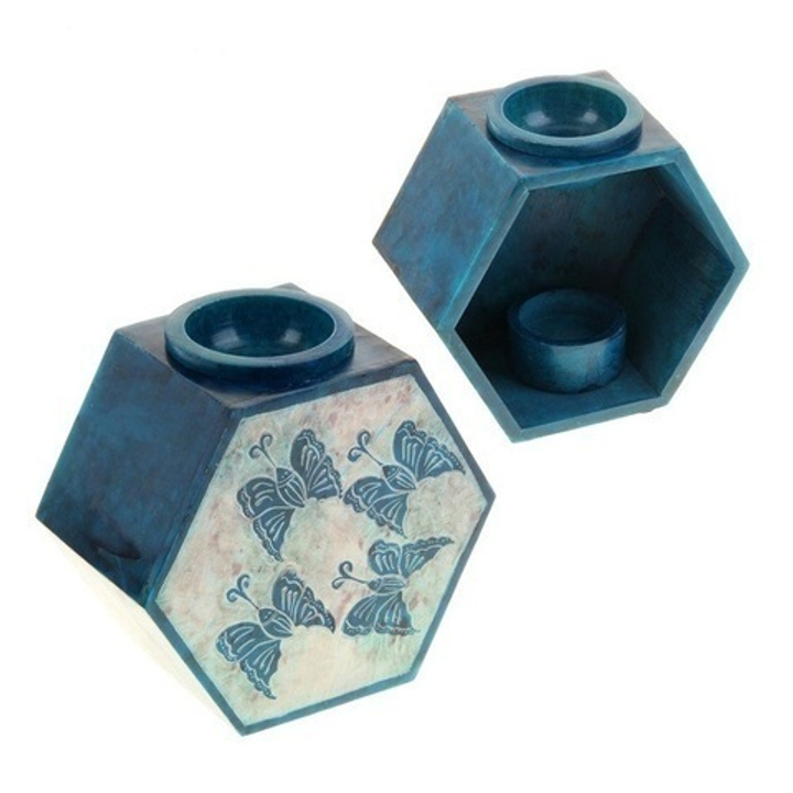 Аромалампа из камня Бабочки, форма многогранник, 12,7x12,7x7,6 см