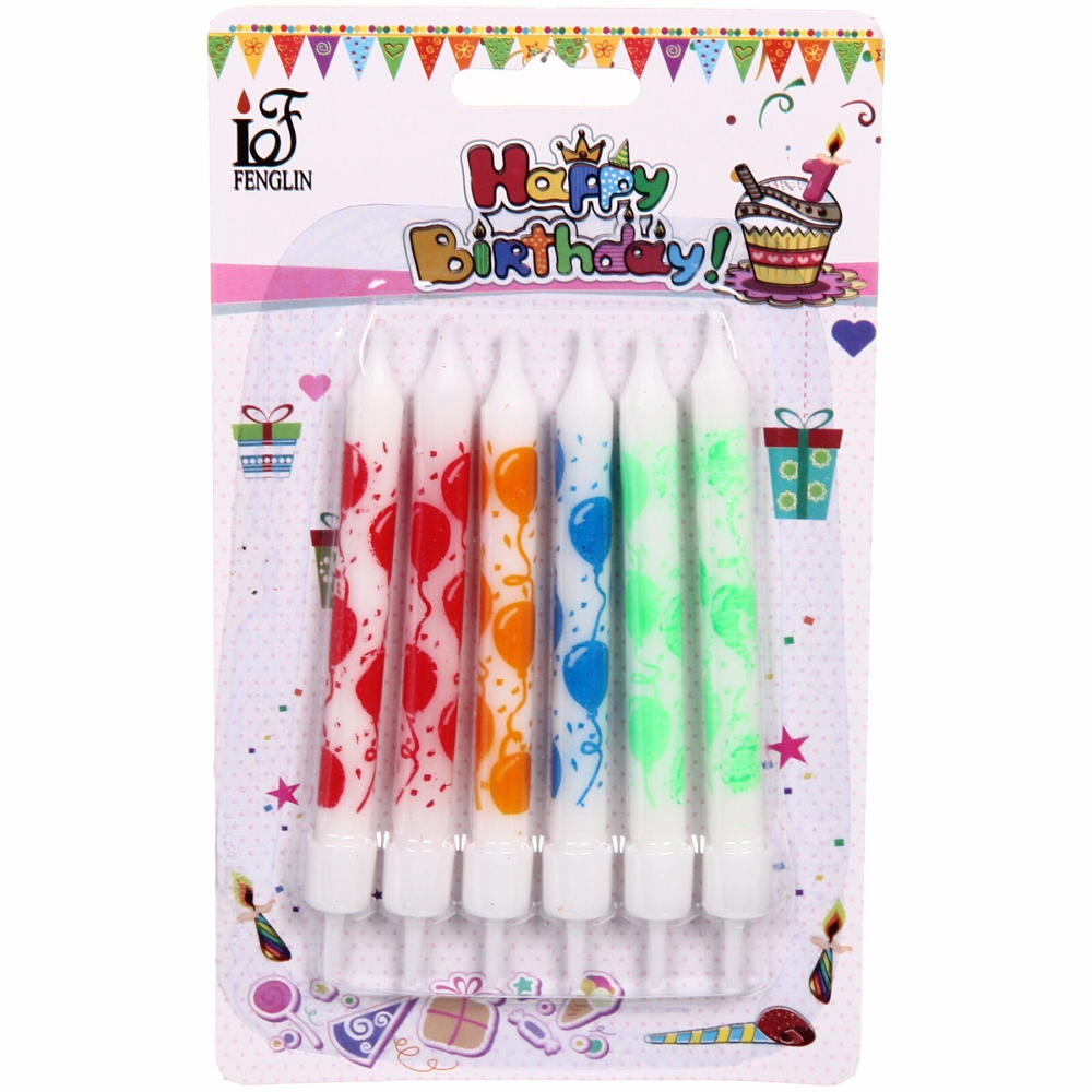 Свечи для торта»Шарики» 6 шт. 8 см, микс