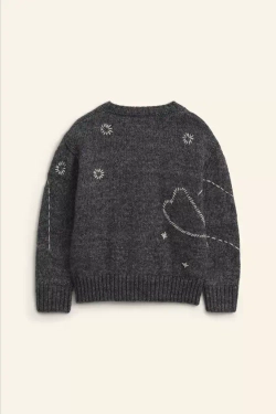 ZARA ШЕРСТЯНОЙ ВЯЗАНЫЙ КАРДИГАН С ЦВЕТОЧНОЙ ВЫШИВКОЙ - LIMITED EDITION, СЕРЫЙ