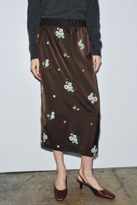 ZARA ЮБКА С ВЫШИВКОЙ И ПАЙЕТКАМИ ZW COLLECTION LIMITED EDITION, КОРИЧНЕВЫЙ