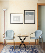 Кресло с обивкой Scab Design Finn, матовое золото, светло-зеленый