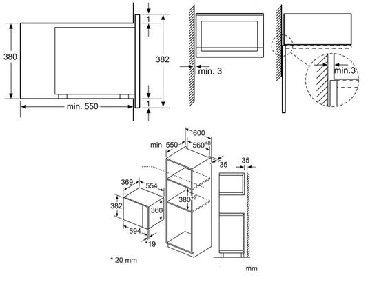 Микроволновая печь встраиваемая bosch bfl554ms0 схема встраивания