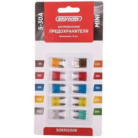 Предохранитель флажковый SkyWay Mini 5-30А 10шт