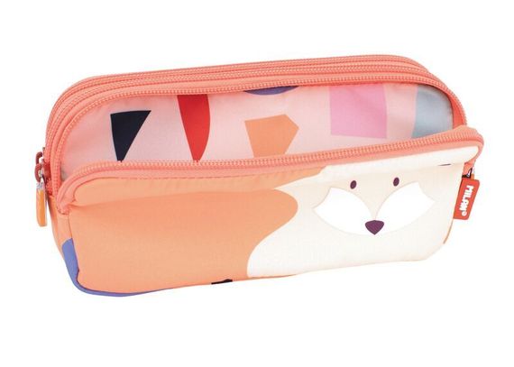 Penal \ Пенал \ Pencil bag 3-ZIPPER PENCIL CASE FUN ANIMALS ORANGE