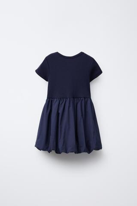 ZARA ПЛАТЬЕ ИЗ КОНТРАСТНОЙ ТКАНИ, МОРСКОЙ СИНИЙ