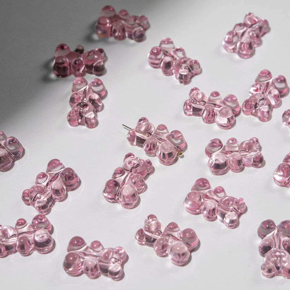 Подвеска "Мармеладный медвежонок", 18,5*12мм, розовый акрил