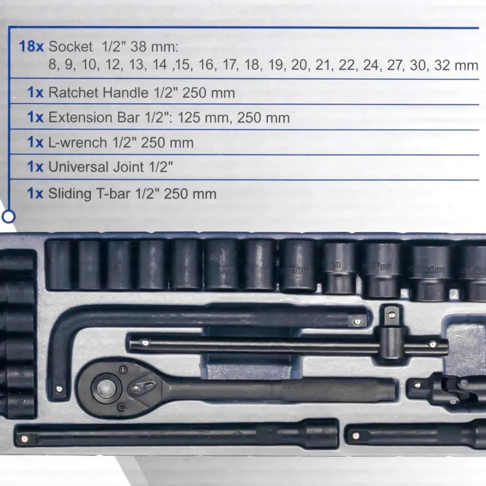 Набор инструментов 24пр. 1/2''6pt Scheppach Sch-4245B-5MPB