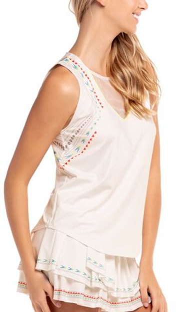 Женский топ теннисный Lucky in Love Desert Vibes Arrow Stripe Tank - белый