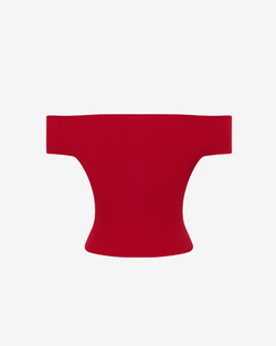 Топ трикотажный с открытыми плечами и короткими рукавами