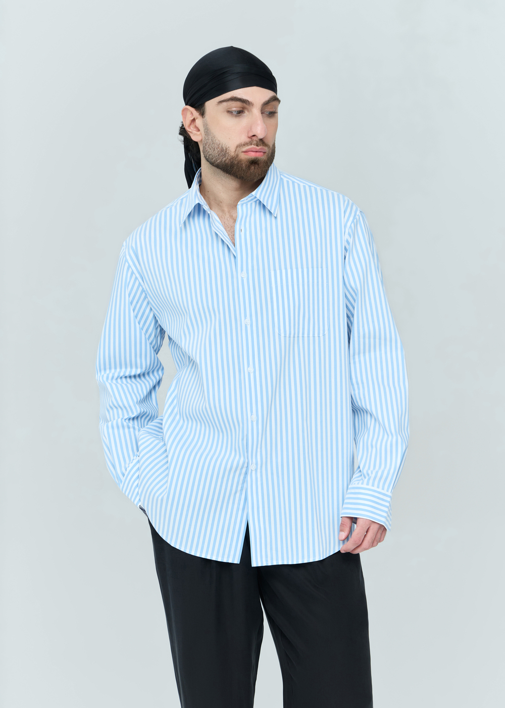 Рубашка в полоску | white-blue