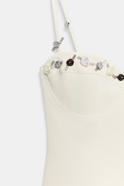ZARA МИНИ-ПЛАТЬЕ-КОРСЕТ С ЦВЕТОЧНЫМ ПРИНТОМ, ЭКРЮ