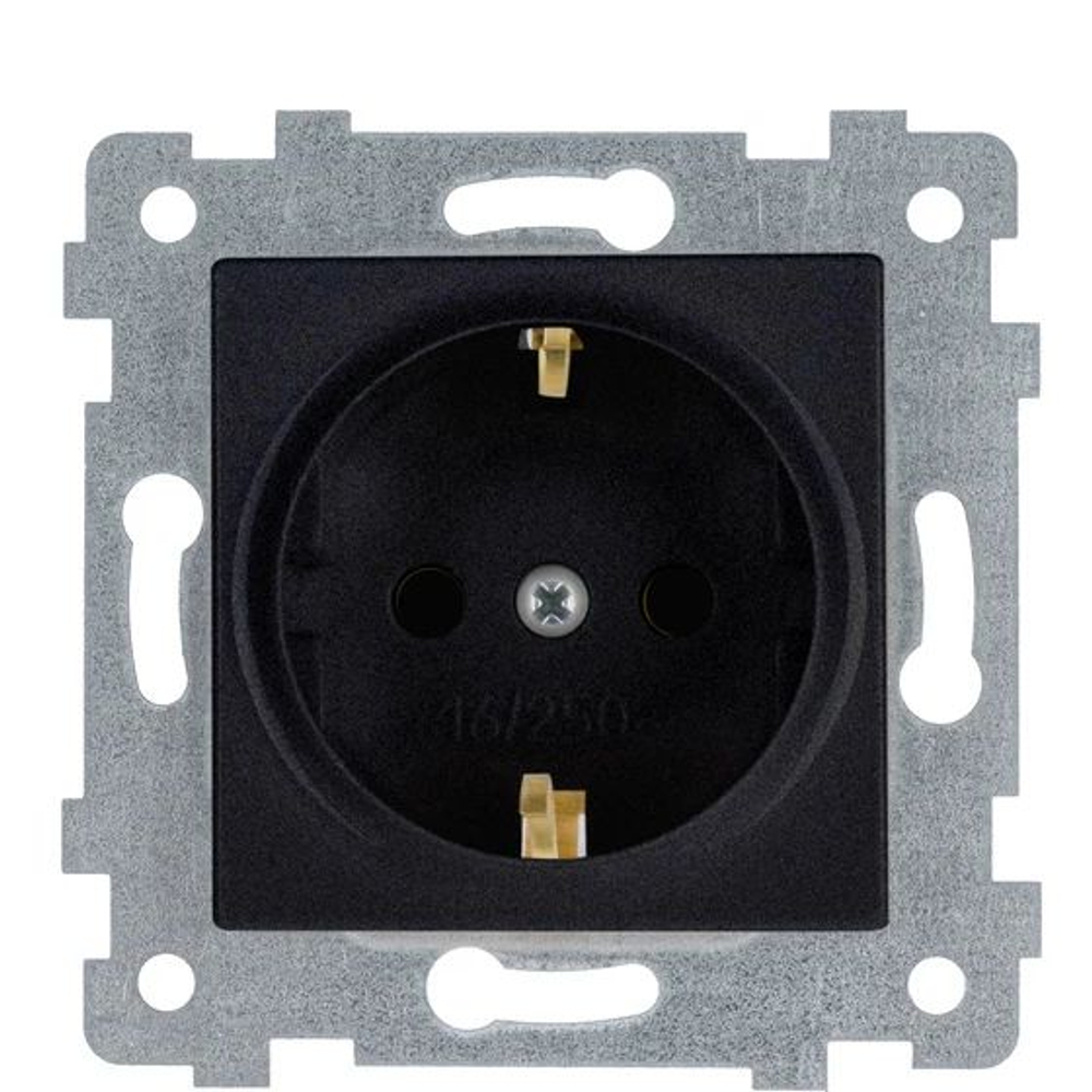 "Аксиома" Механизм розетки одноместной с з/к и шторкой скрытой установки РС16-454 антрацит