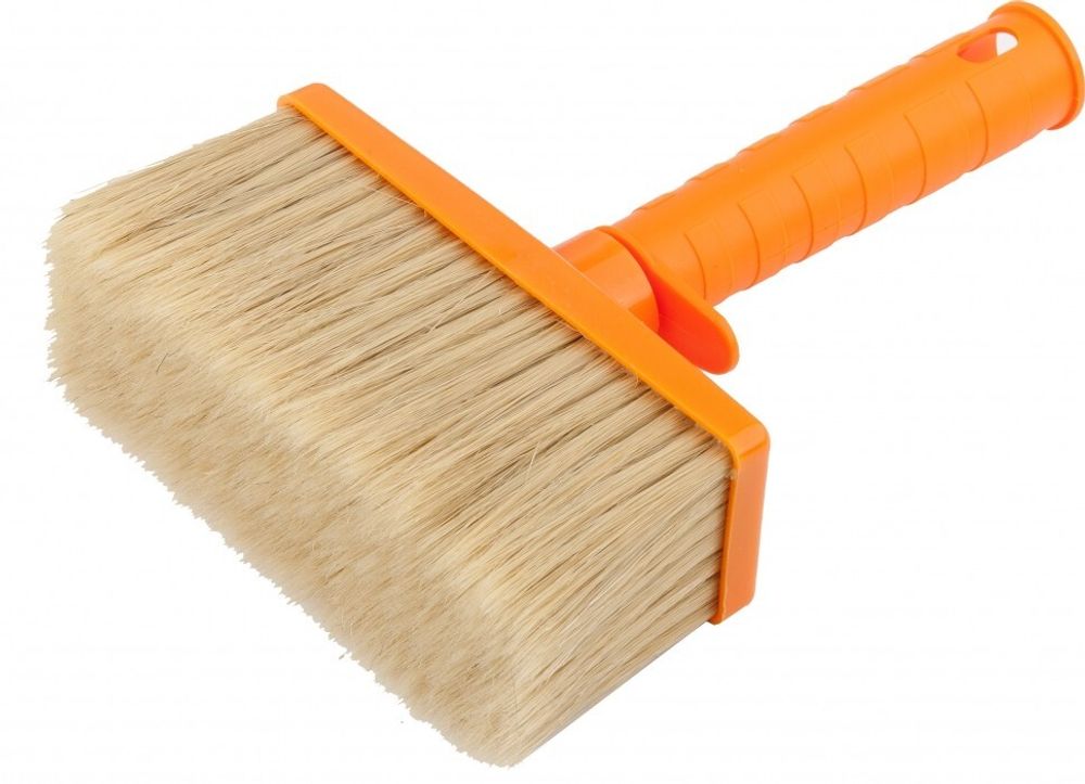 Кисть плоская для фасадных работ, 140х50 мм, натуральная щетина, пластиковая рукоятка// Matrix 83398