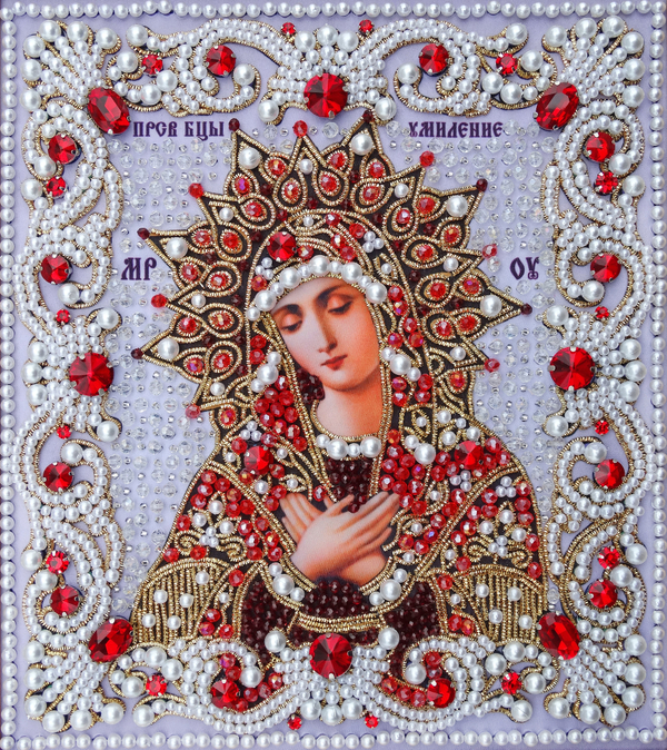 ЖС-2-ЗК Набор для вышивания хрустальными камнями Богородица Умиление (красный)