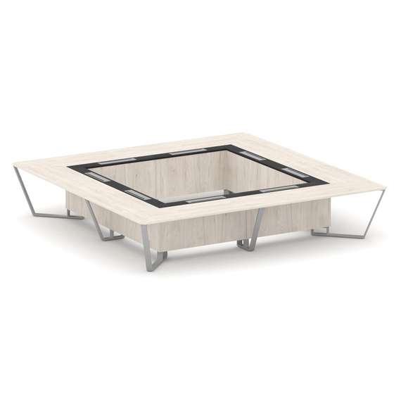 Steel Meet Стол переговорный квадратный KM-PR.B.SP-20K2 Денвер Светлый/Графит Глянец/Металл Серый 40