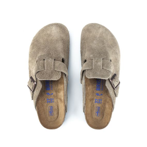 Мягкая стелька Birkenstock Boston для ног "тапочки серые, Узкие"